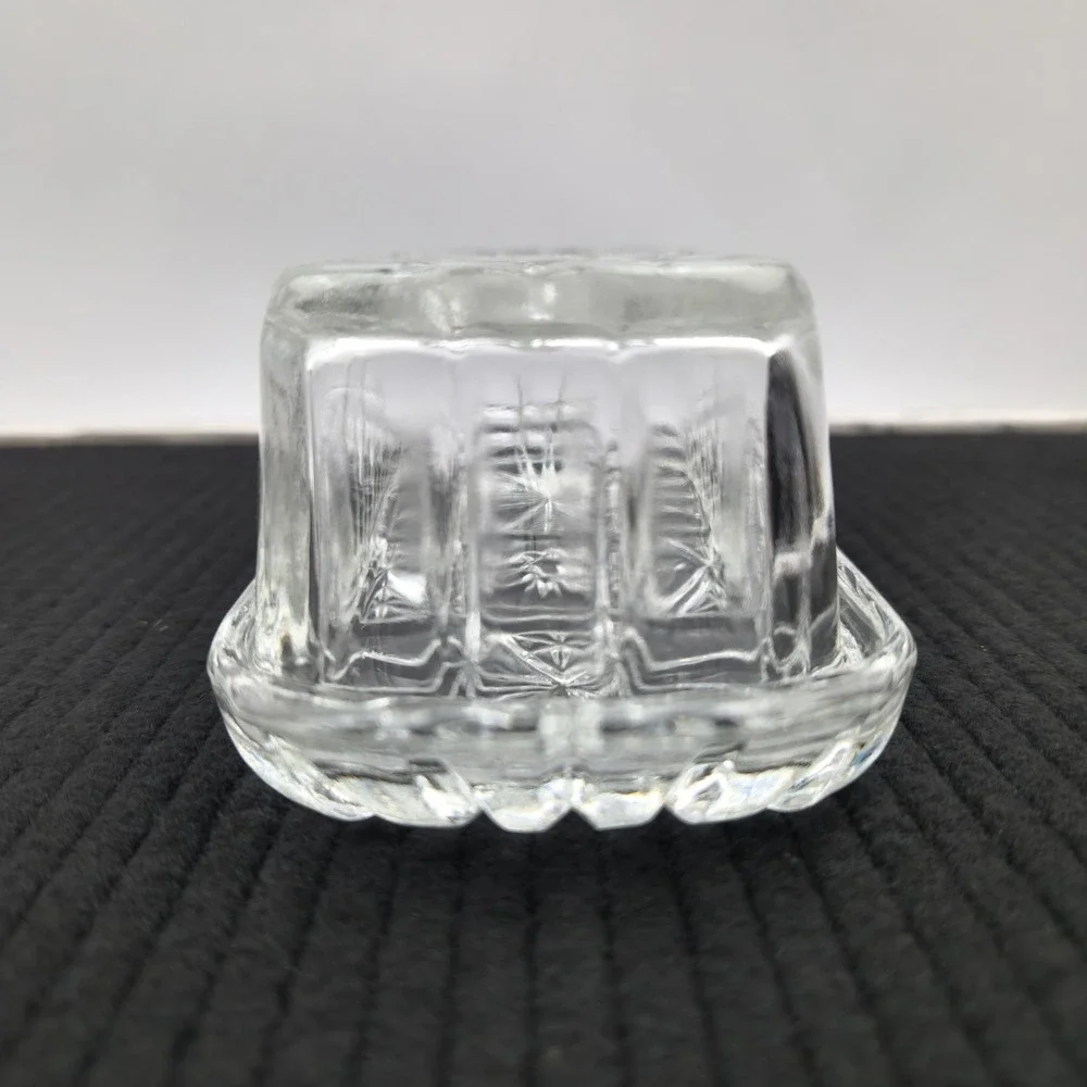 Anchor Hocking Butter Dish Heavy Clear Glass Starburst Pattern with Lid Vintage
